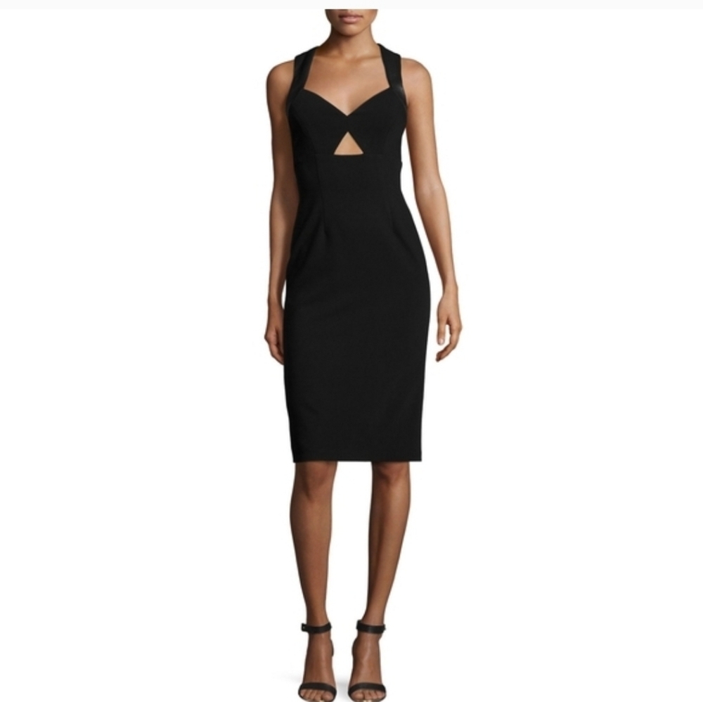 Alice + Olivia Hera leather-trim Racerback cut-out dress size 0